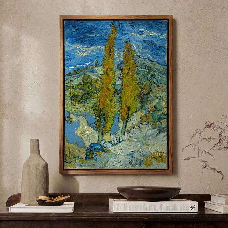 Cuadro Dos álamos en los Alpilles - Van Gogh | Lienzo y Marco