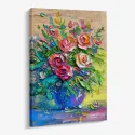 Cuadro Ramo de Rosas Impasto Lienzo y Marco Natural | Ruta Digital