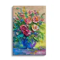Cuadro Ramo de Rosas Impasto Lienzo y Marco Natural | Ruta Digital