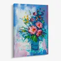 Cuadro Bouquet de Flores Rosas en Jarrón Azul