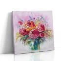 Cuadro Rosas Rojas Impasto Rosa | Lienzo Cuadrado | Ruta Digital