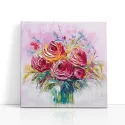Cuadro Rosas Rojas Impasto Rosa | Lienzo Cuadrado | Ruta Digital