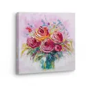 Cuadro Rosas Rojas Impasto Rosa | Lienzo Cuadrado | Ruta Digital