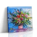 Cuadro Rosas Impasto Azul | Lienzo Cuadrado | Ruta Digital