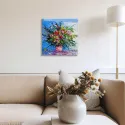 Cuadro Rosas Impasto Azul | Lienzo Cuadrado | Ruta Digital