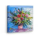 Cuadro Rosas Impasto Azul | Lienzo Cuadrado | Ruta Digital