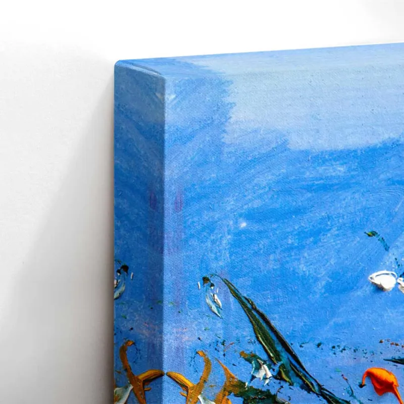 Cuadro Rosas Impasto Azul | Lienzo Cuadrado | Ruta Digital