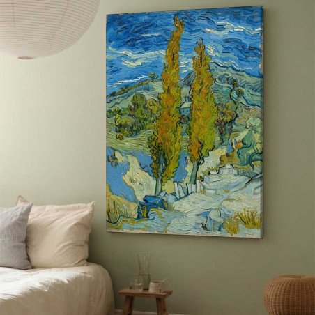 Cuadro Dos álamos en los Alpilles - Van Gogh | Lienzo y Marco