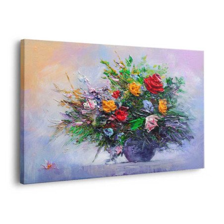 Cuadro Bouquet Floral Pastel Impasto | Lienzo | Ruta Digital